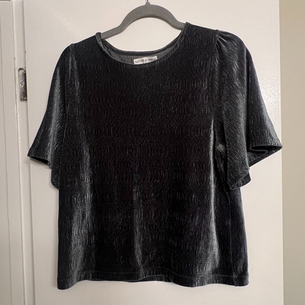Madewell Texture and Thread Velvet Short Sleeve Top